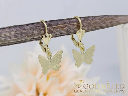 Goldfilled Antialérgico De mariposa Pendientes 30 mm color 14K	