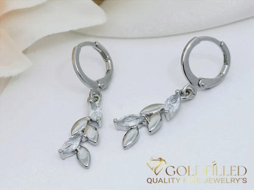 Goldfilled Antialérgico De hojas Pendientes 35 mm color rodio color 14K	